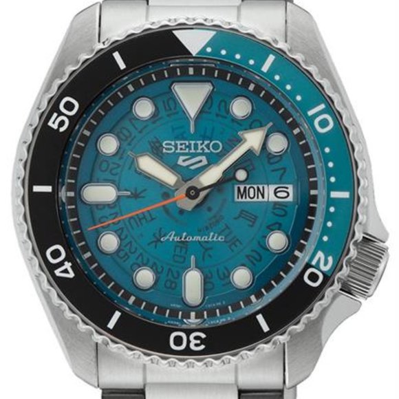 NEW SEIKO 5 SPORTS MEN'S SRPJ45 AUTOMATIC TURQUOISE DIAL STAINLESS WATCH